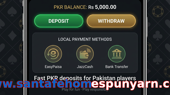 Deposit and withdrawal screen with PKR methods
